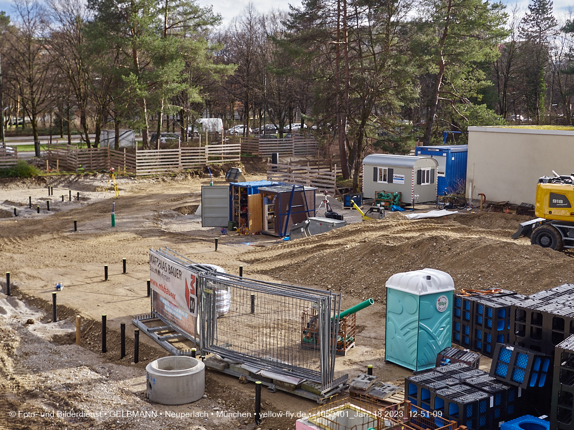 18.01.2023 - Baustelle an der Quiddestraße Haus für Kinder in Neuperlach